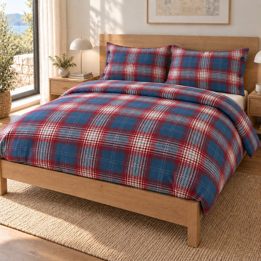 Copripiumino Matrimoniale Highland Check in Cotone 100% – Fantasia Tartan