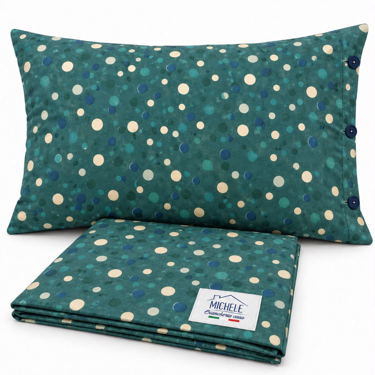 Copripiumino Matrimoniale Soft Dots in Cotone 100% – Fantasia Pois, Verde o Grigio Chiaro