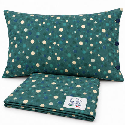 Copripiumino Matrimoniale Soft Dots in Cotone 100% – Fantasia Pois, Verde o Grigio Chiaro