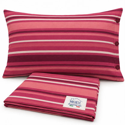 Copripiumino Matrimoniale Berry Stripe in Cotone 100% – Fantasia a Righe