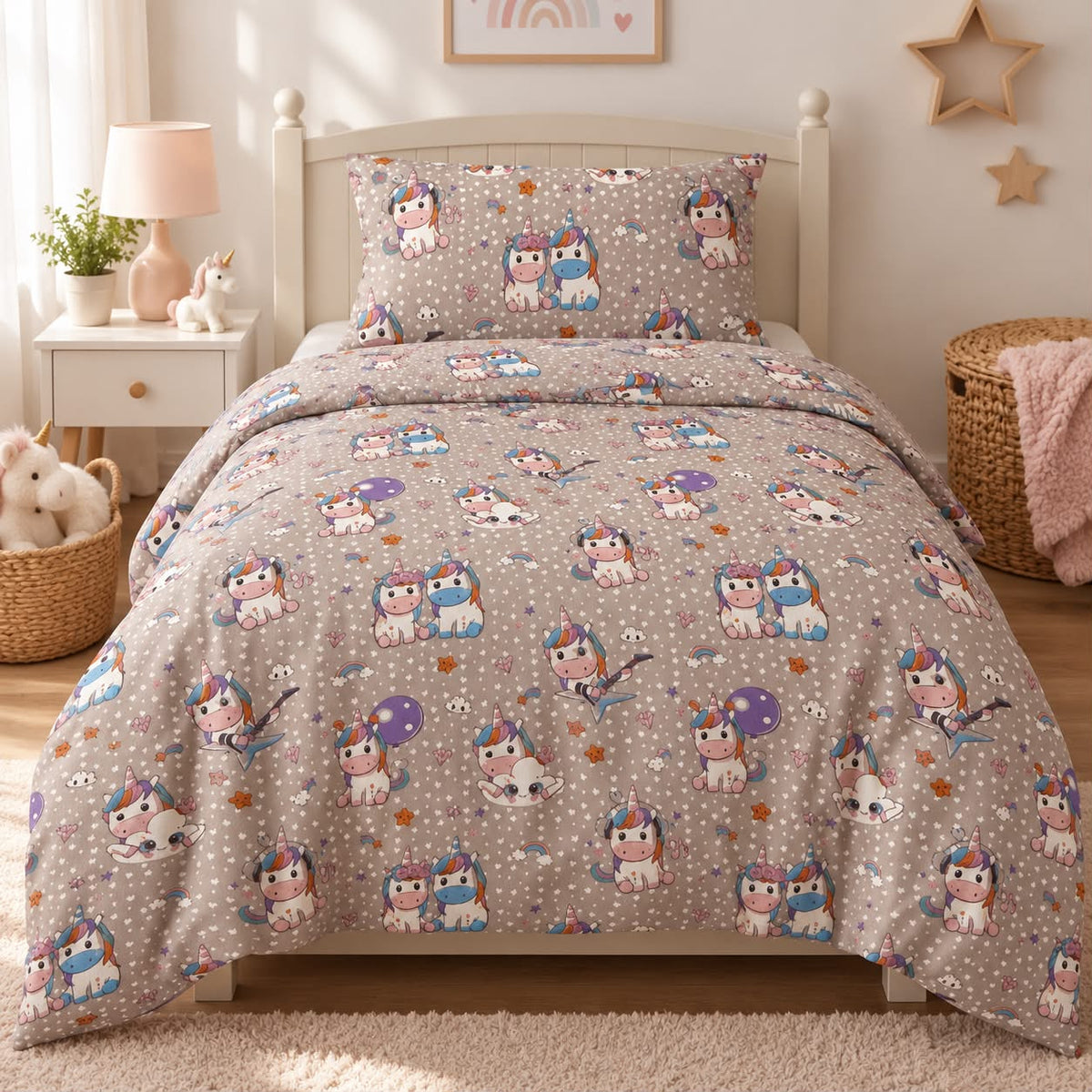 Copripiumino Singolo 100% Cotone Made in Italy – Unicorni Magici