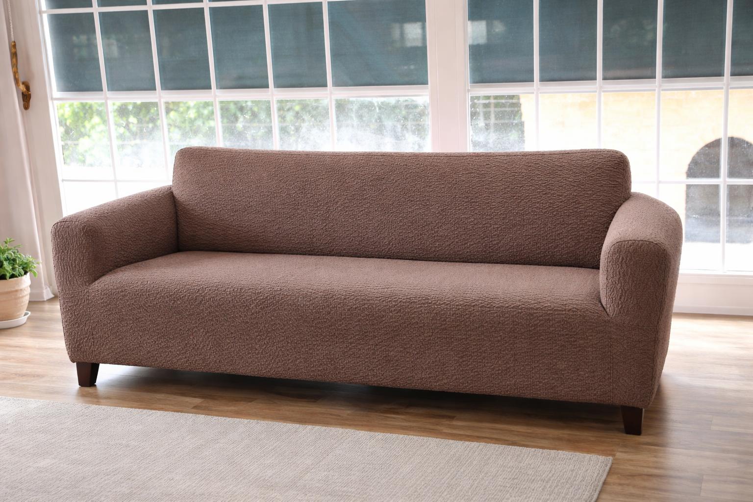 Copridivano con braccioli in tessuto jacquard