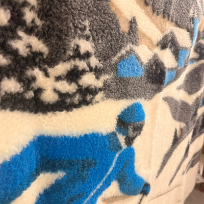 Coperta in Lana Cotta 150x170 cm Made in Italy – Fantasia Montagna e Sciatore