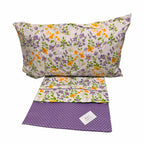 Completo Lenzuola Matrimoniale 100% Cotone – Fantasia Floreale Viola & Giallo