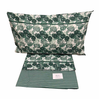 Completo Lenzuola Matrimoniale 100% Cotone – Fantasia Foglie Verdi Stile Botanico