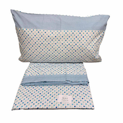 Completo Lenzuola Matrimoniale 100% Cotone Fantasia Pois Marino – Made in Italy