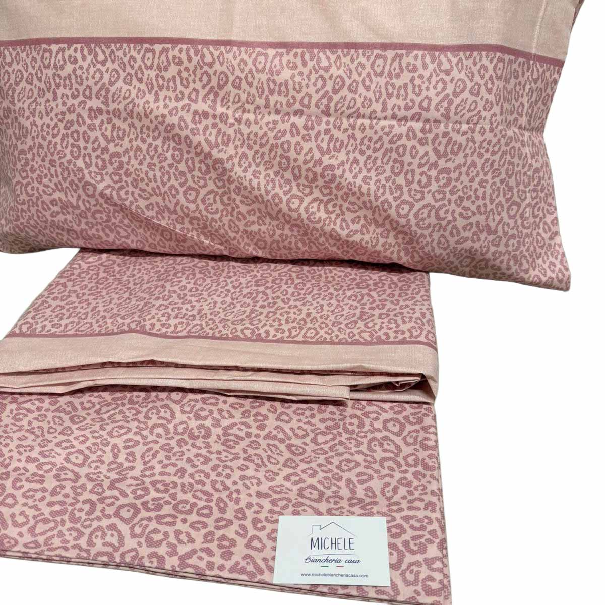 Completo Lenzuola Matrimoniale 100% Cotone Animalier Rosa – Stile Modern Chic