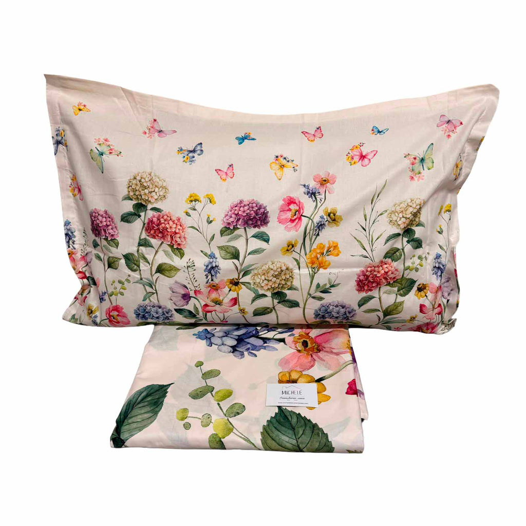 Lenzuolo-Copriletto Matrimoniale Fantasia Primavera in Fiore – Puro Cotone e Stampa Digitale HD