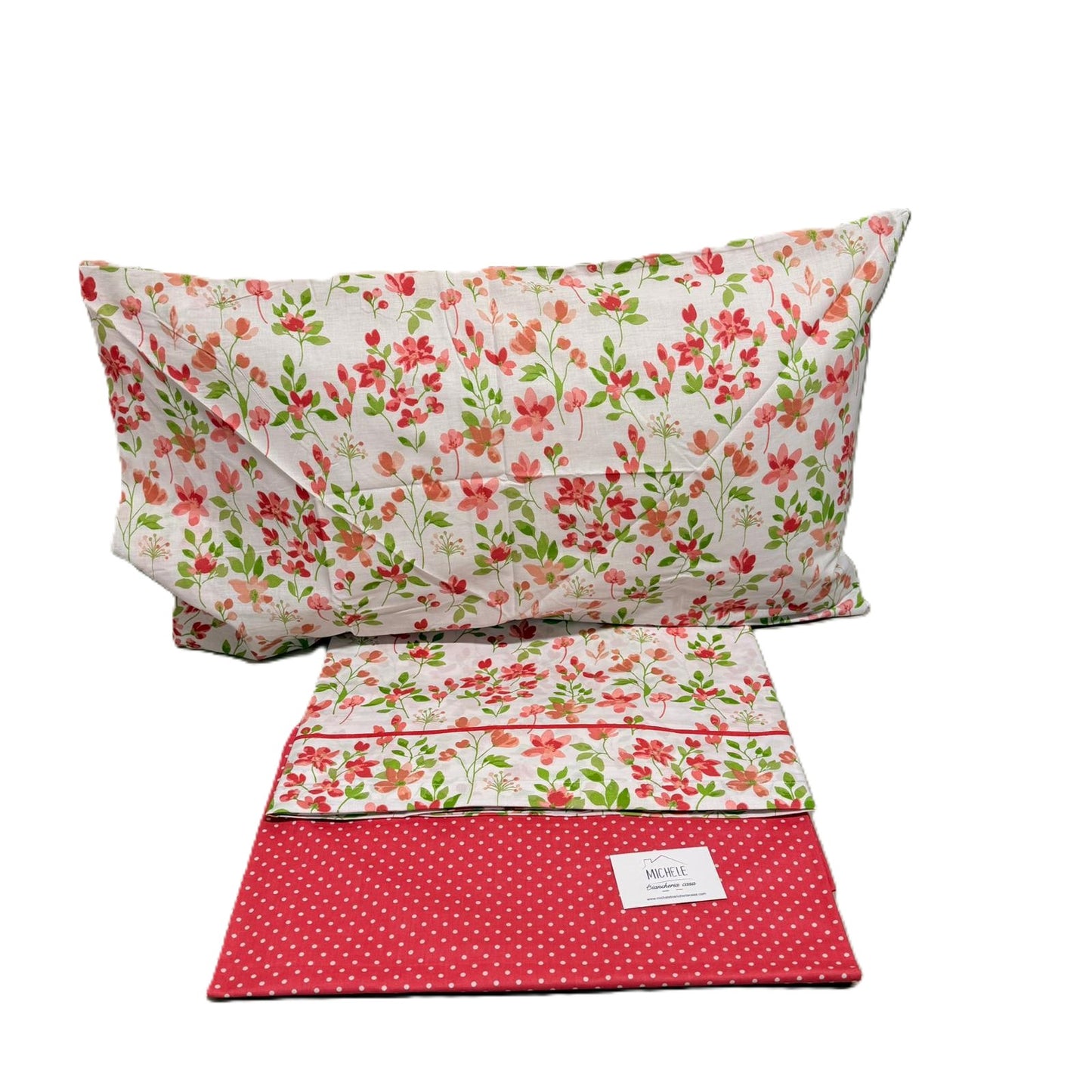 Completo Letto Matrimoniale in Cotone 100% Fantasia Giardino Vivace – Lenzuola con Angoli
