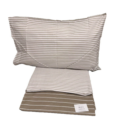 Lenzuolo Una Piazza e Mezza in Cotone 100% Fantasia Riga Beige – Completo Letto