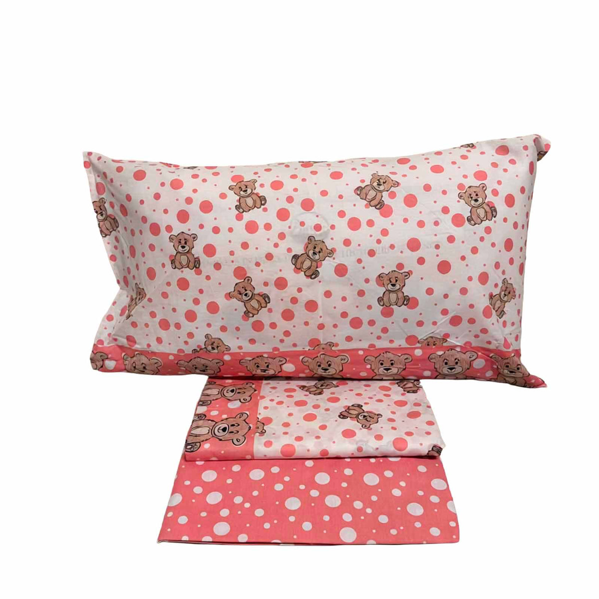 Completo Lenzuola Singolo 100% Cotone – Orsetti Blu e Rosa