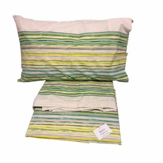 Completo Lenzuola Matrimoniale Verde Brezza in Misto Cotone Effetto Mano Seta