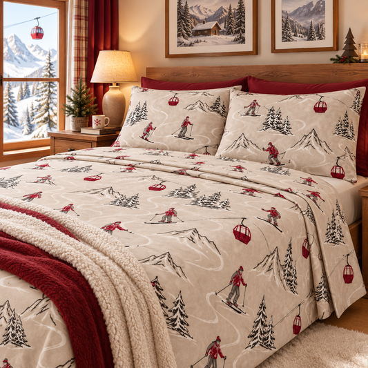 Lenzuola Matrimoniali in Flanella di Cotone Made in Italy – Ski Alpine