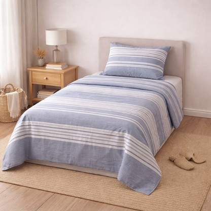 Completo Letto Singolo in Cotone 100% Fantasia Righe Urbane – Lenzuola con Angoli