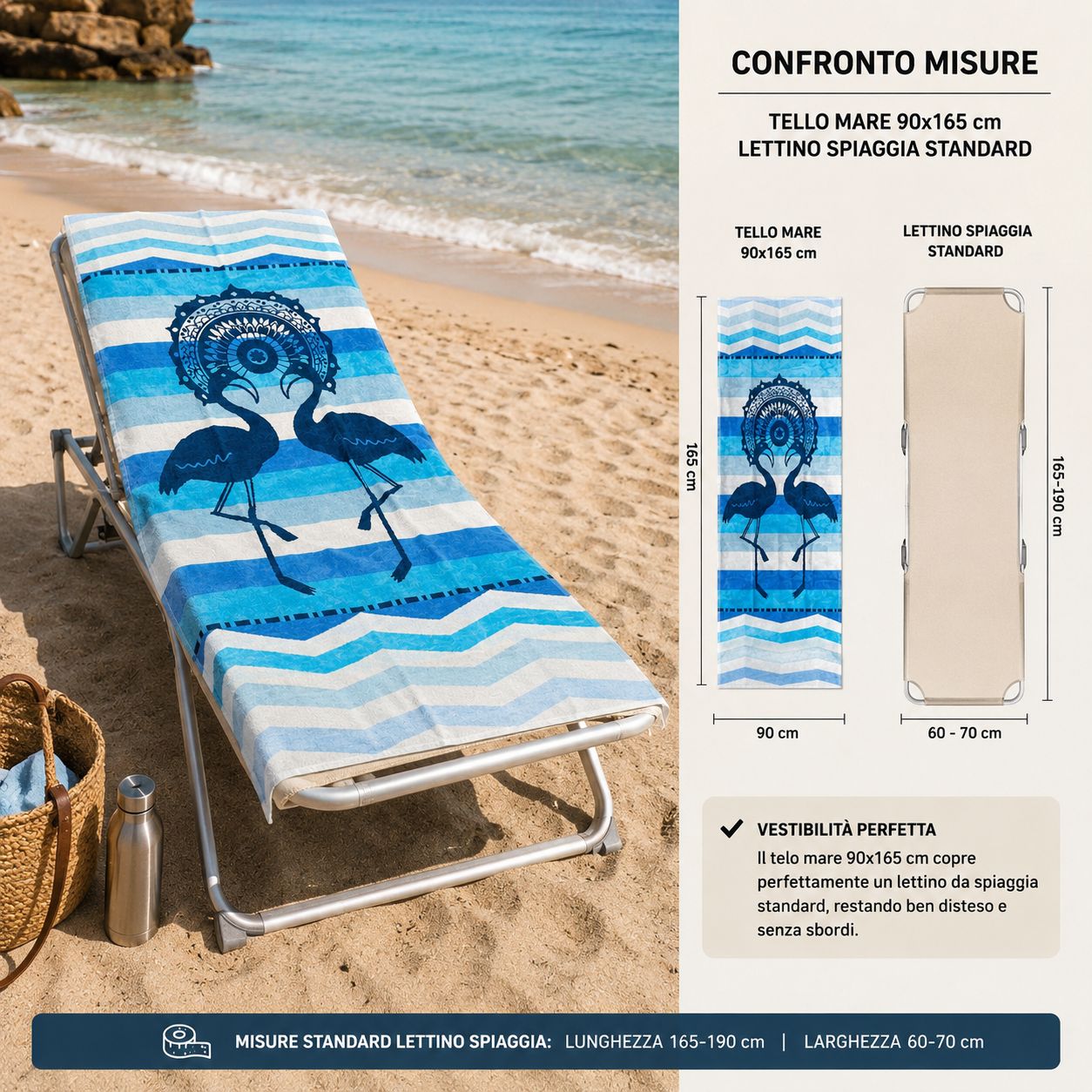 Misure Telo Fenicottero Blu