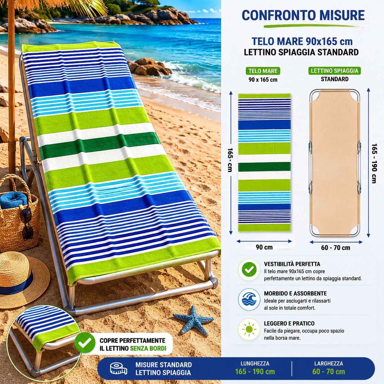 Misure telo mare a righe