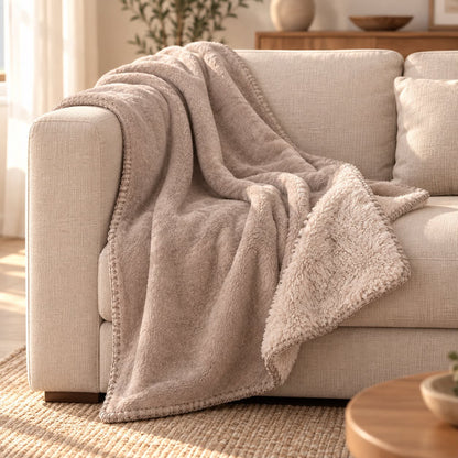 Plaid Chic 130x160 cm in Flanella con Interno Agnellato e Punto Cavallo – Vari Colori
