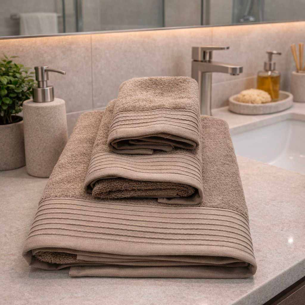 Set Asciugamani 3 Pezzi 600 gr/m² 100% Cotone – Telo Bagno + Viso + Ospite – Spugna Alta Qualità