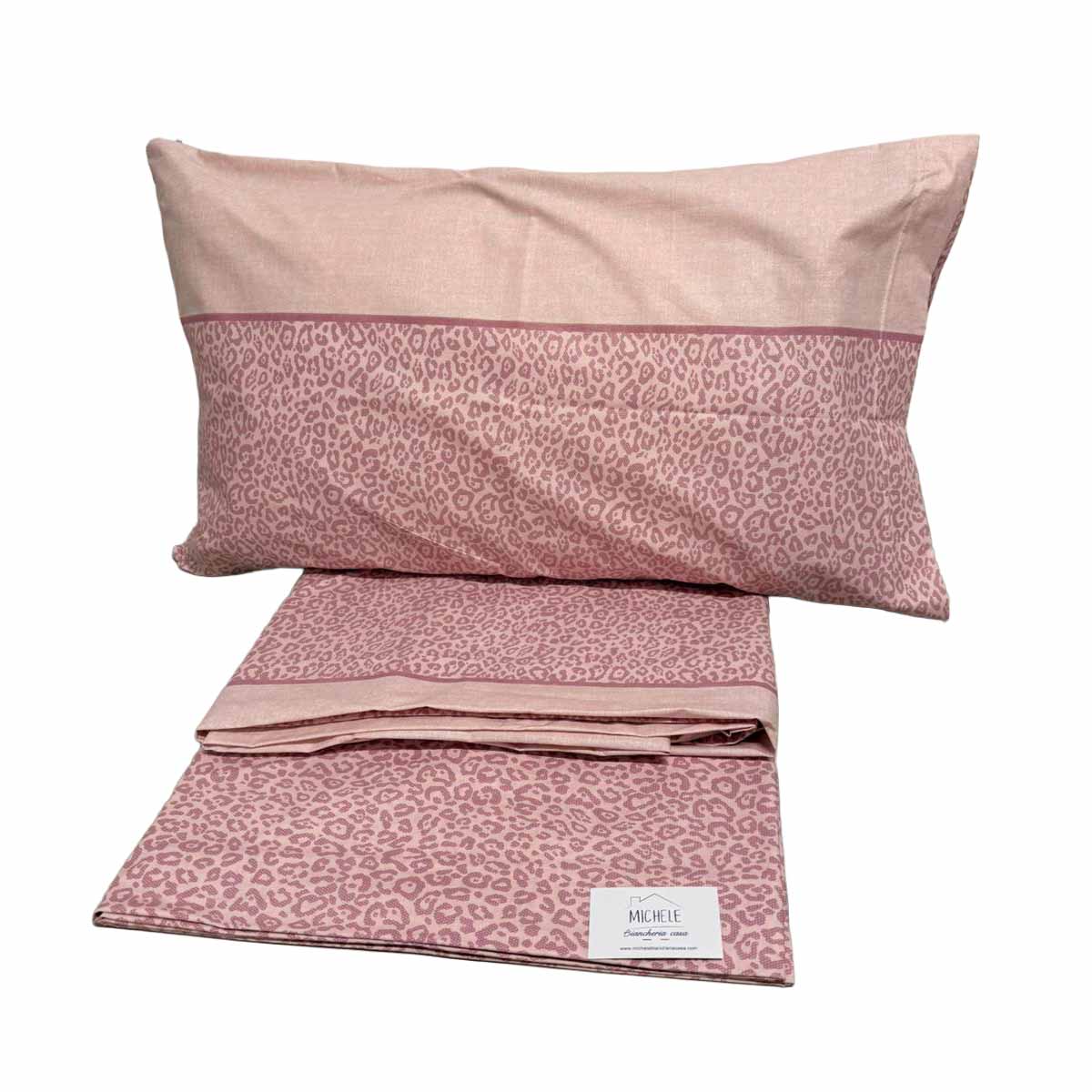 Completo Lenzuola Matrimoniale 100% Cotone Animalier Rosa – Stile Modern Chic