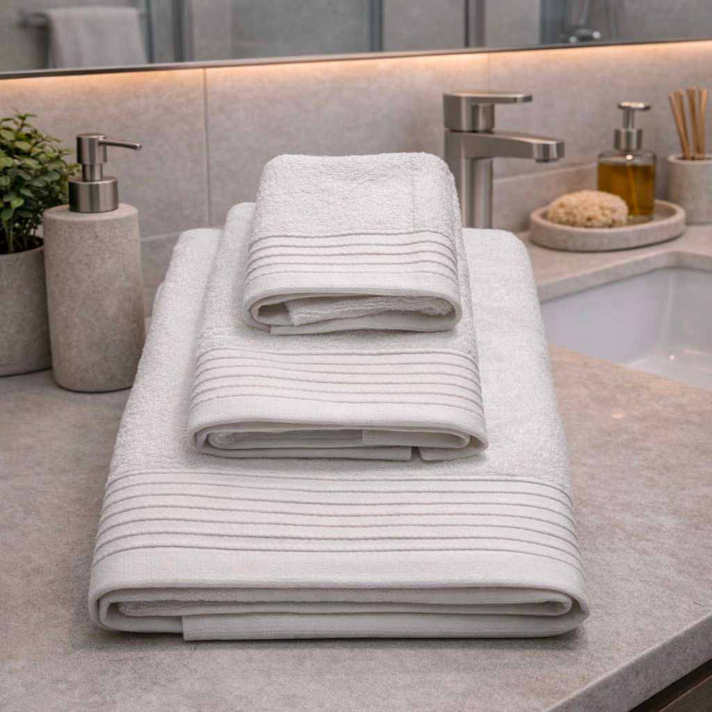 Set Asciugamani 3 Pezzi 600 gr/m² 100% Cotone – Telo Bagno + Viso + Ospite – Spugna Alta Qualità