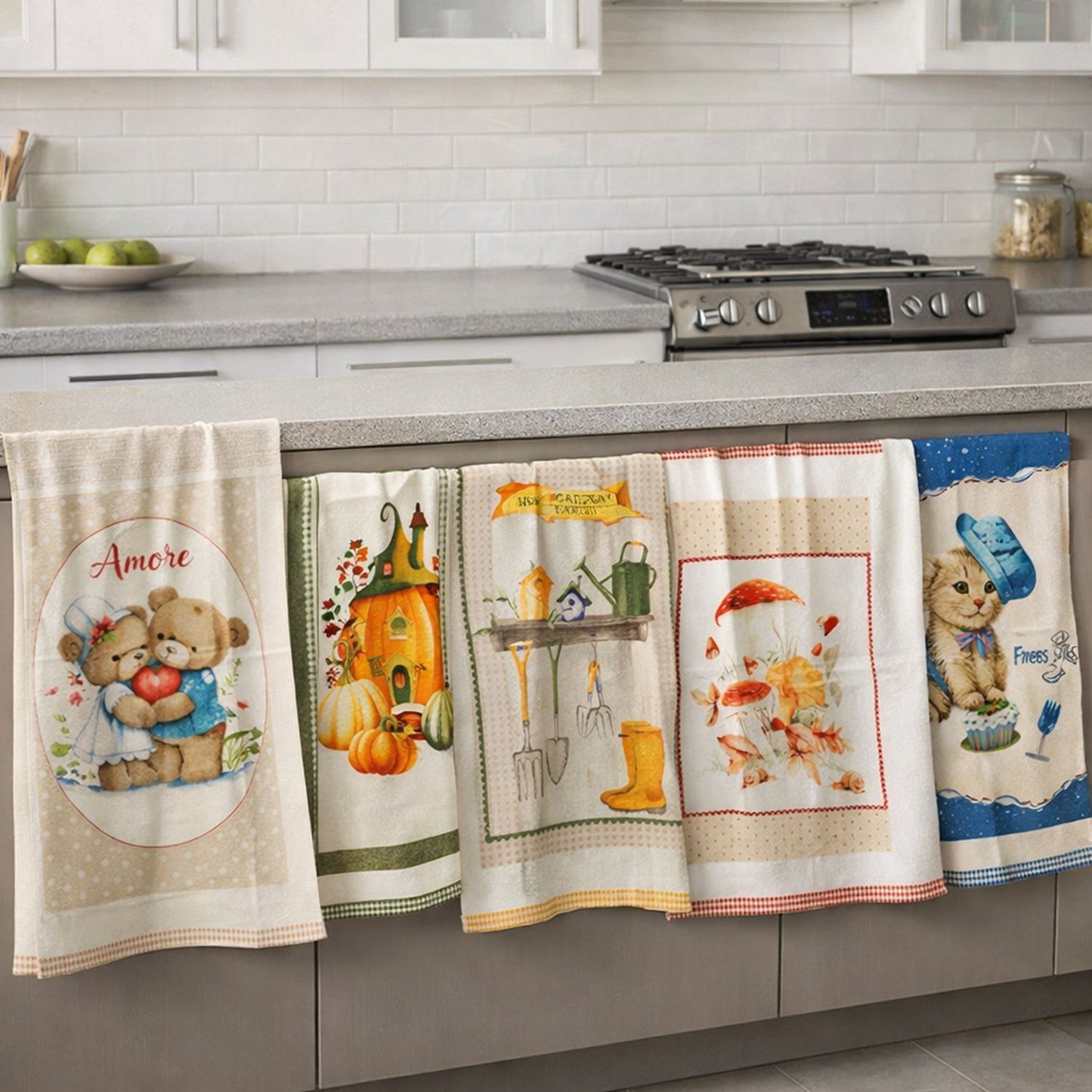Set 6 Strofinacci da Cucina in Spugna 100% Cotone 350 GSM – Assorbenti e Resistenti