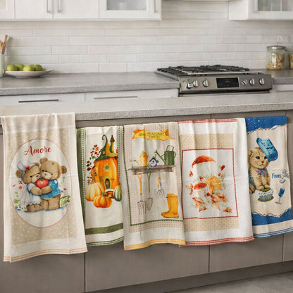 Set 6 Strofinacci da Cucina in Spugna 100% Cotone 350 GSM – Assorbenti e Resistenti