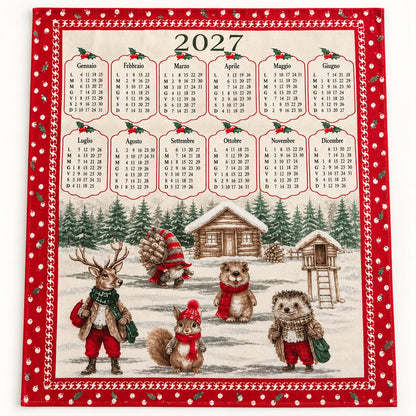 Set 3 Strofinacci Calendario 2027 in Cotone – Fantasie Natalizie Assortite