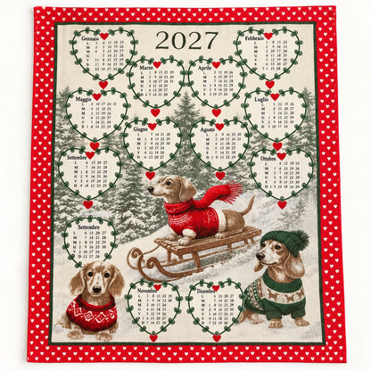 Set 3 Strofinacci Calendario 2027 in Cotone – Fantasie Natalizie Assortite