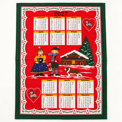 Set 3 Strofinacci Calendario 2027 in Cotone – Fantasie Tirolesi Assortite