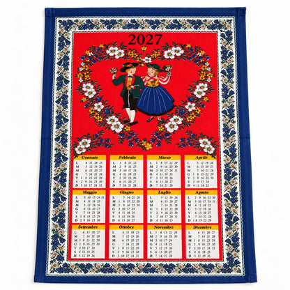 Set 3 Strofinacci Calendario 2027 in Cotone – Fantasie Tirolesi Assortite