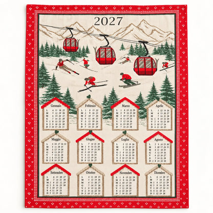 Set 3 Strofinacci Calendario 2027 in Cotone – Fantasie Natalizie Assortite