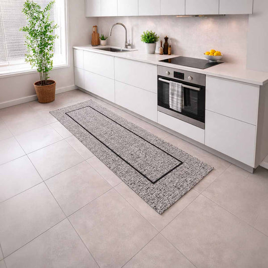 Tappeto Cucina in Ciniglia Antiscivolo “Line Frame” – Runner Moderno 57x85, 57x115, 57x140, 57x190