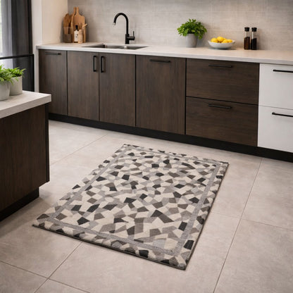 Tappeto in ciniglia con base antiscivolo serie Mosaico, disponibile in varie misure