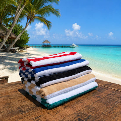 Telo Mare in Spugna Jacquard 100% Cotone – Super Assorbente, Morbido e Resistente, Fantasia Righe