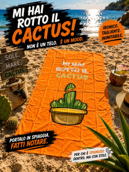 Telo Mare Microfibra "Mi Hai Rotto il Cactus" 90x170 cm – Leggero, Asciugatura Rapida e Salvaspazio