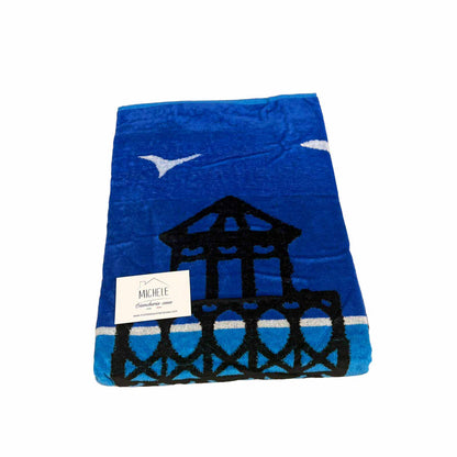 Telo Mare Faro in Spugna Jacquard 100% Cotone 90x165 cm – Super Assorbente, Morbido e Resistente