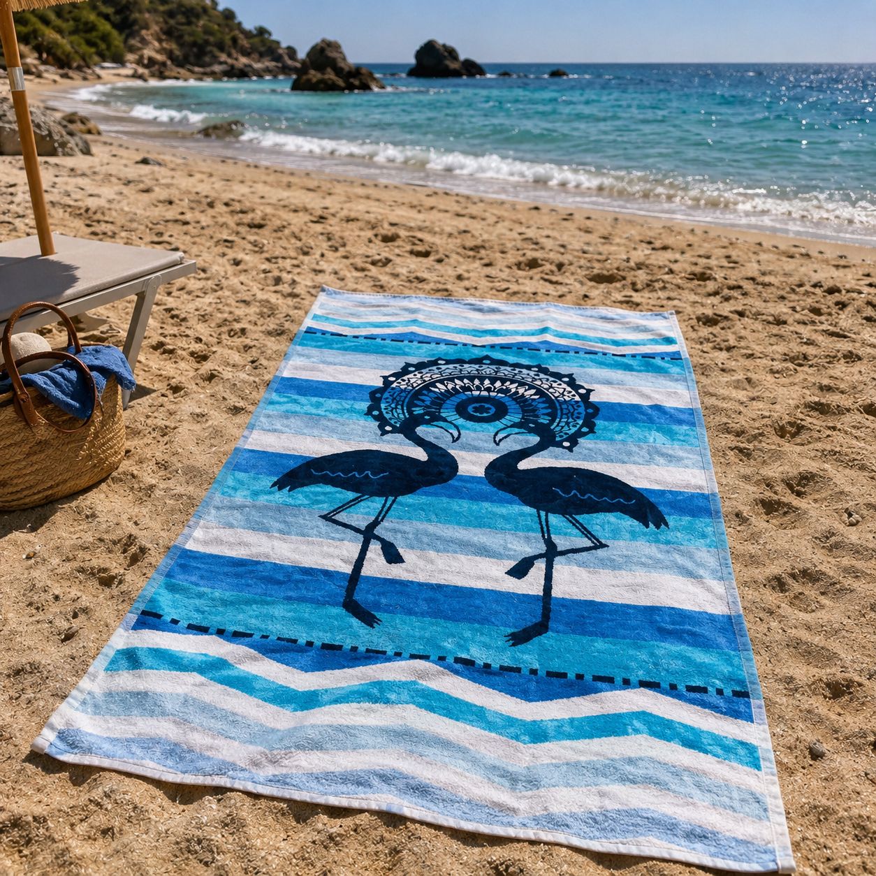 Telo Mare Fenicottero Blu
