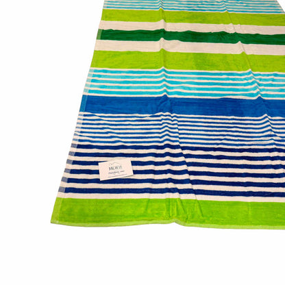 Telo Mare Righe Verde Blu in Spugna Jacquard 90x165 cm – 100% Cotone Assorbente per Spiaggia e Piscina