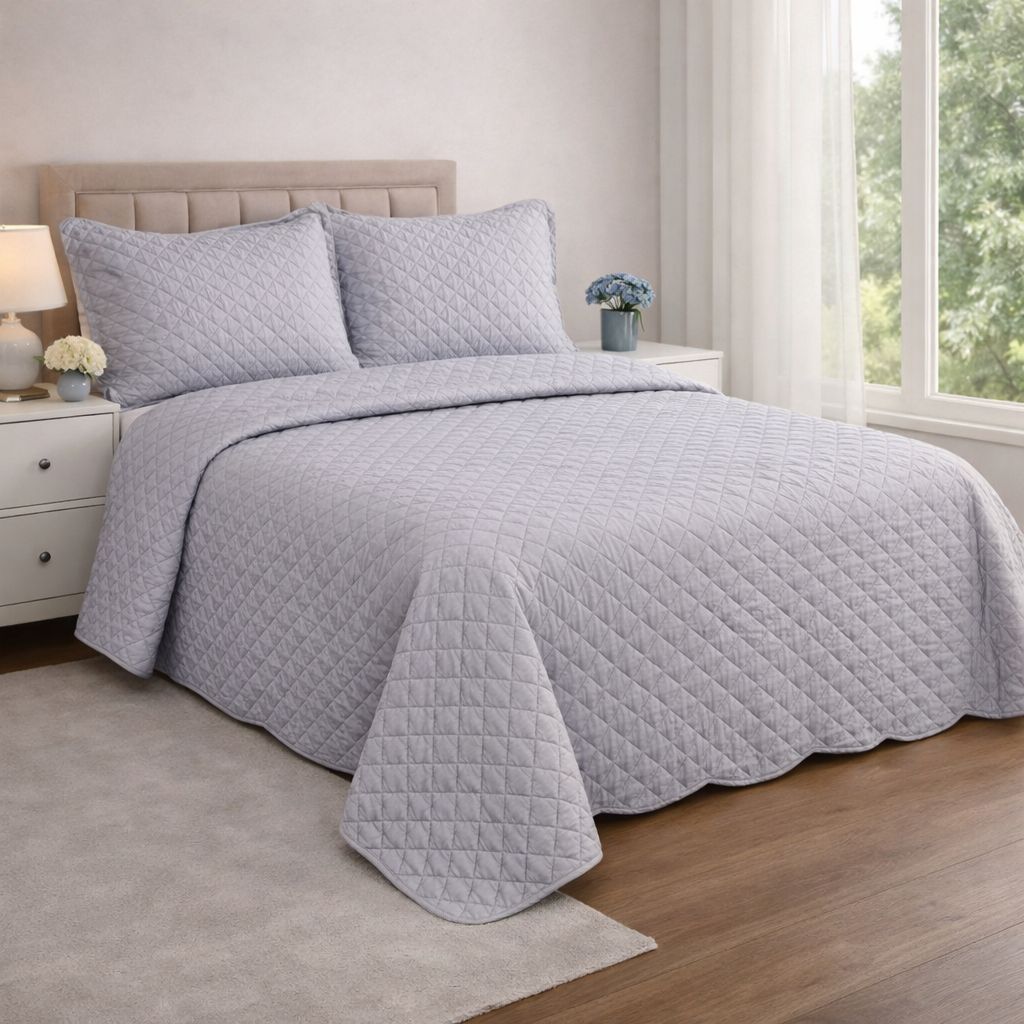 Trapuntino Matrimoniale Tinta Unita – Copriletto Trapuntato Mezza Stagione in Microfibra -Vari Colori