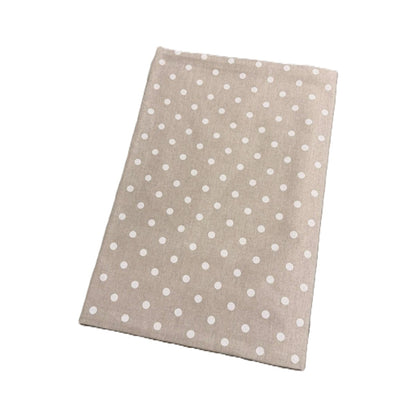 Tovaglia Copritavolo 180x180 Beige a Pois “Pois Chic” Effetto Lino Elegante