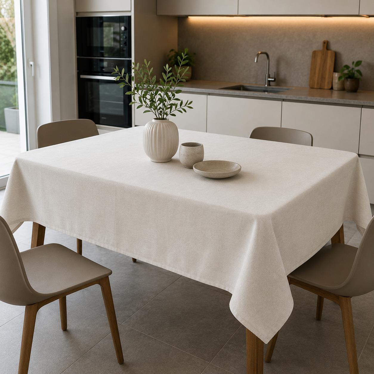 Tovaglia Antimacchia Tinta Unita “Essential” Beige o Grigio Effetto Lino 150x180 o 150x240 cm