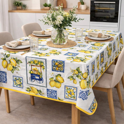 Tovaglia Antimacchia “Carretto dei Limoni” – 6 Posti e 8/12 Posti Stile Mediterraneo