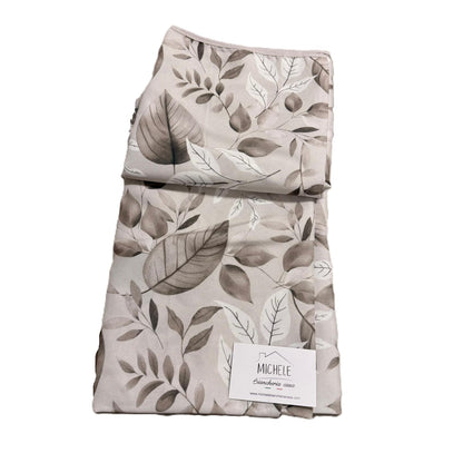 Tovaglia Elegante Fantasia Foglie “Natural Mood” Beige e Tortora Effetto Lino, Rettangolare, Quadrata e Rotonda