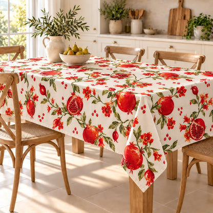 Tovaglia in Cotone 100% Melograno Rosso – 6, 8/12 Persone e 3 Metri