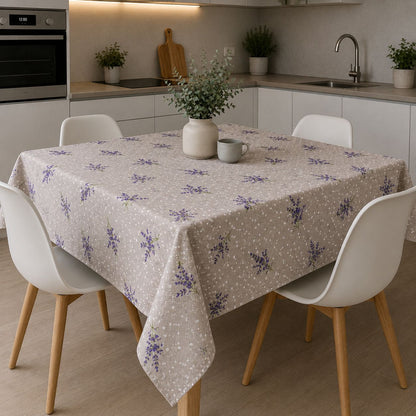 Tovaglia Copritavolo 180x180 Fantasia Lavanda “Provenza” Effetto Lino Shabby Chic