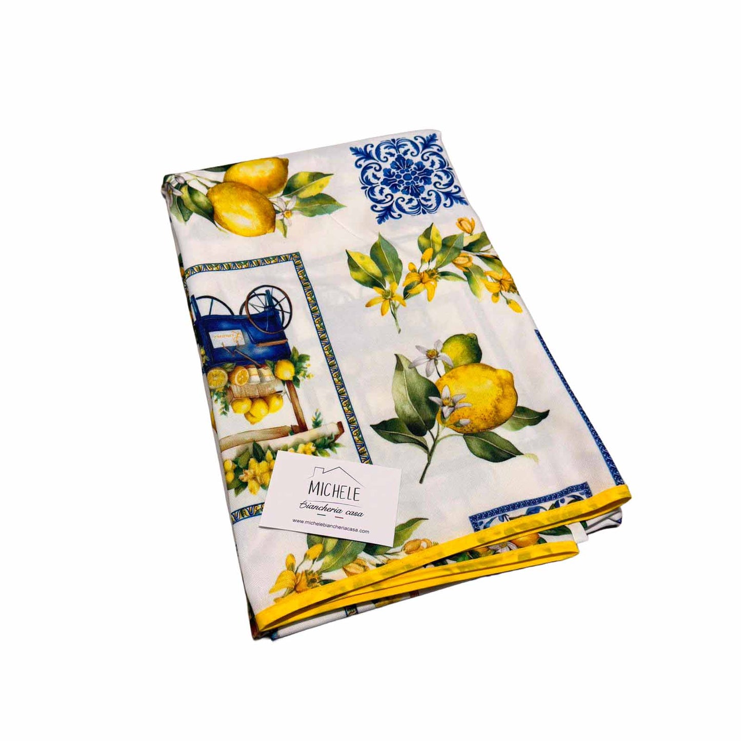 Tovaglia Antimacchia “Carretto dei Limoni” – 6 Posti e 8/12 Posti Stile Mediterraneo