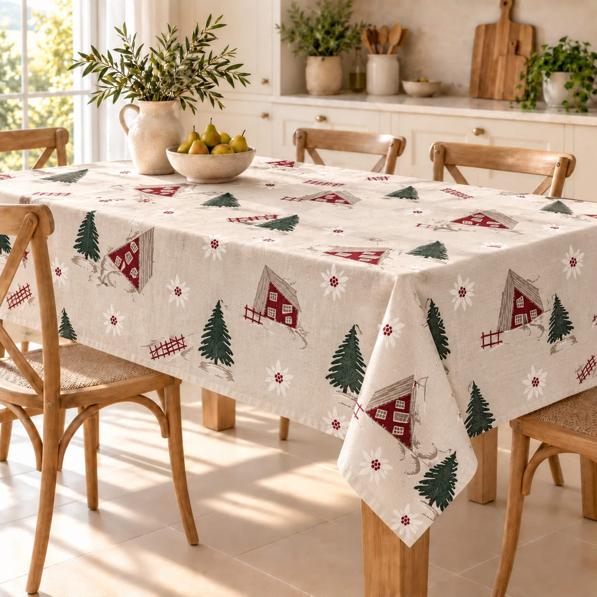 Tovaglia in 100% Cotone, Chalet Alpino – 6 e 8/12 Persone e 3 Metri