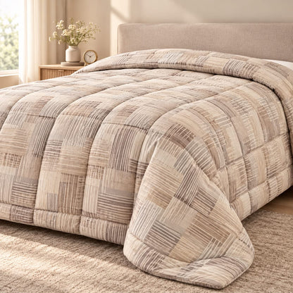 Trapunta Matrimoniale 260x260 cm Mano Piuma “Soft Weave Beige” – Morbidissima e Caldissima