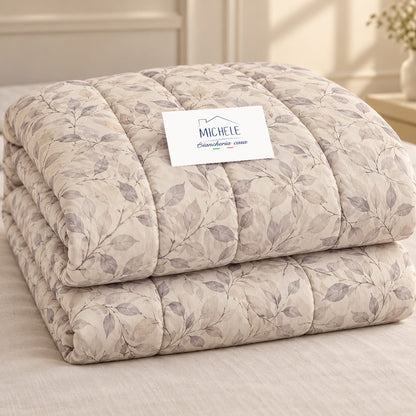 Trapunta Matrimoniale 260x260 cm Mano Piuma “Soft Leaves” – Morbidissima e Caldissima