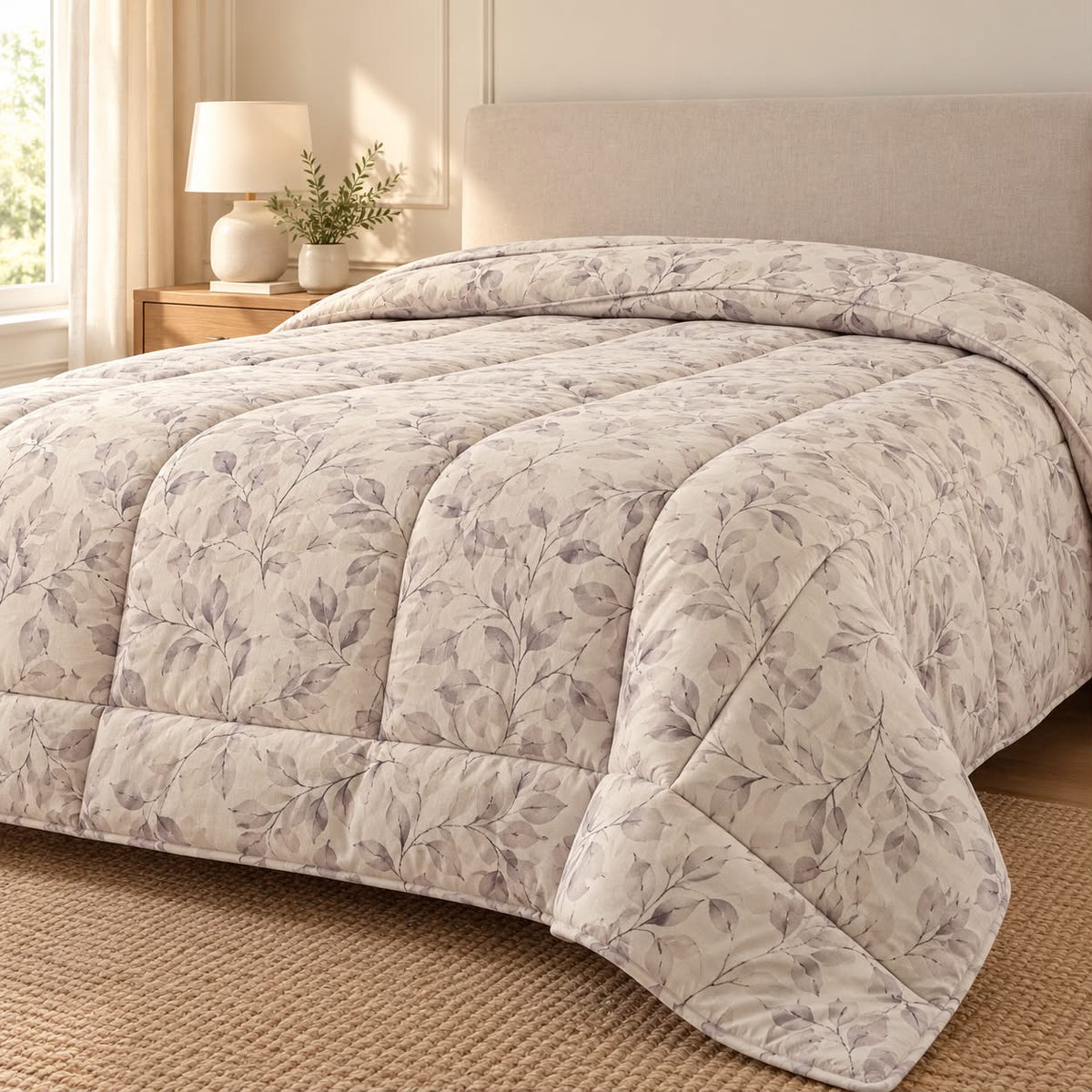 Trapunta Matrimoniale 260x260 cm Mano Piuma “Soft Leaves” – Morbidissima e Caldissima
